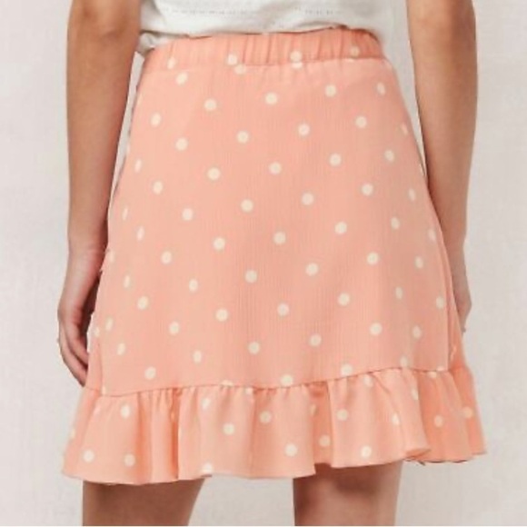 NWT LC Lauren Conrad Pink Polka Dot Ruffle Flutter Mini Skirt - Picture 6 of 13